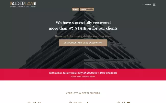 Screenshot of the AlderLaw Website