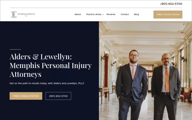 Screenshot of the Alders and Lewellyn, PLLC Website