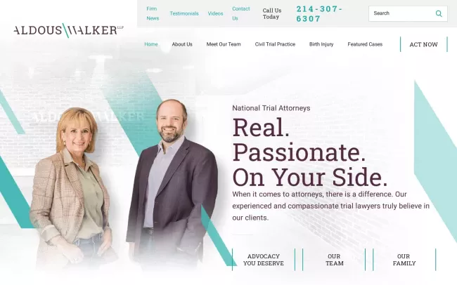 Screenshot of the Aldous & Walker LLP Website