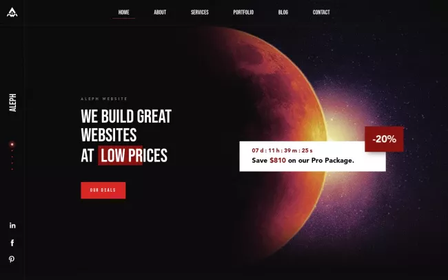 Screenshot of the Aleph Website Website