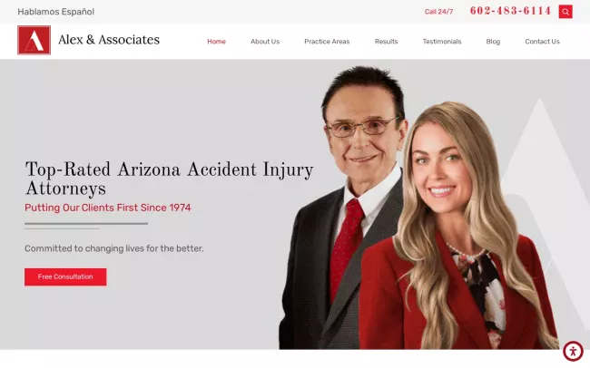 Screenshot of the Alex & Associates, P.C. Website