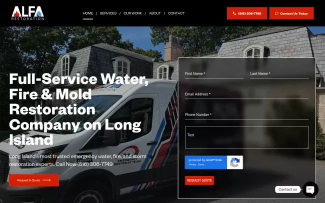 Screenshot of the Alfa Restoartions Website