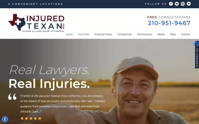 Screenshot of the Alford & Clark Injury Attorneys Website