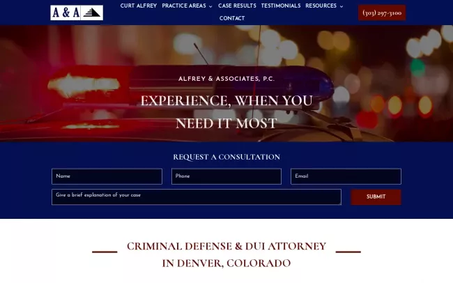 Screenshot of the Alfrey & Associates, PC Website