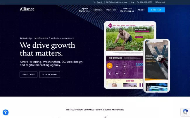 Screenshot of the Alliance Interactive Website