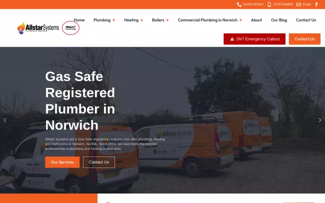 Screenshot of the Allstar Systems (Norwich) Ltd Website