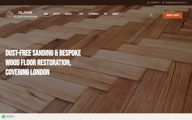 Screenshot of the Alpha Floor Sanding Website