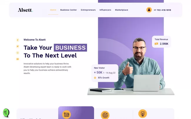 Screenshot of the Alsett Website