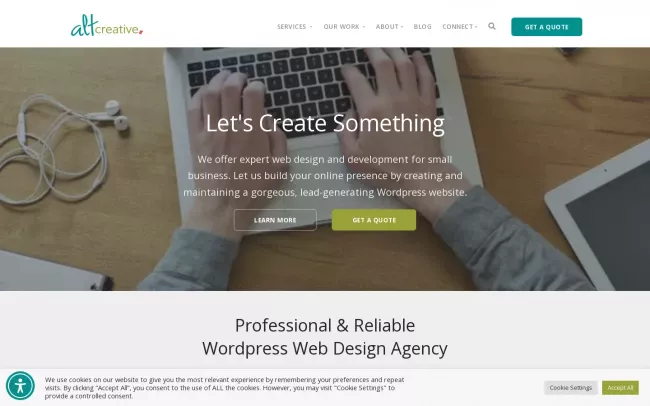 Screenshot of the Alt Creative Website