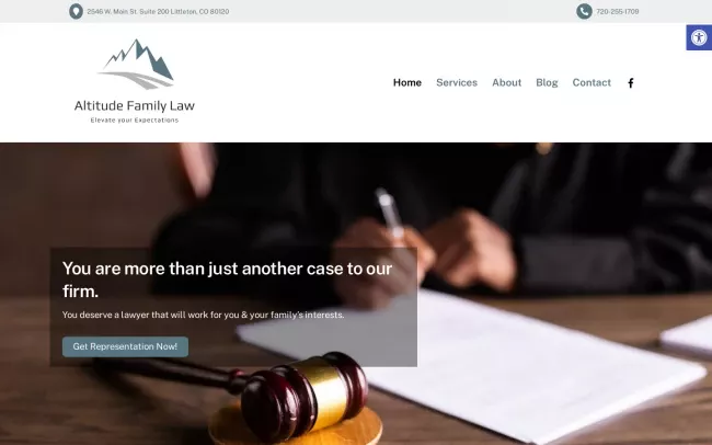 Screenshot of the Altitude Family Law - Littleton Divorce & Custody Attorneys Website