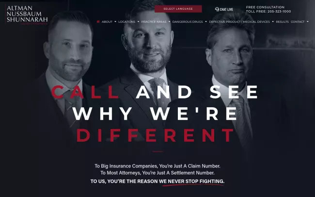 Screenshot of the Altman Nussbaum Shunnarah Website