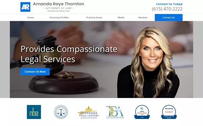 Screenshot of the Amanda Raye Thornton, Attorney at Law Website