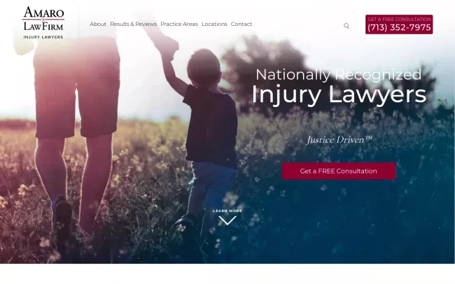 Screenshot of the Amaro Law Firm Website