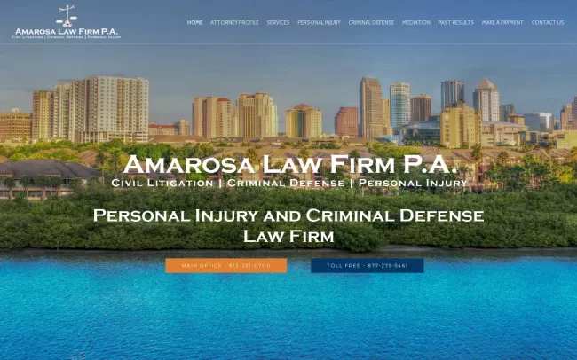 Screenshot of the Amarosa Law Firm, P.A. Website