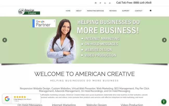 Screenshot of the American Creative, Inc. Website