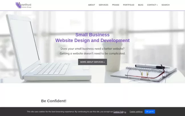 Screenshot of the Amethyst Website Design Website