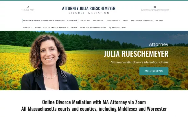 Screenshot of the Amherst Divorce Mediation Website