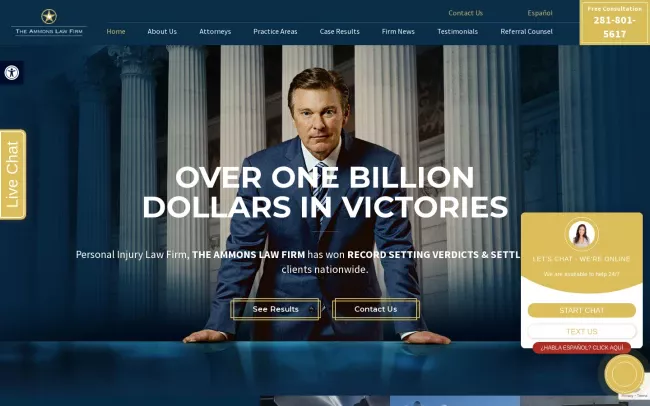 Screenshot of the The Ammons Law Firm | Injury & Accident Lawyers Website