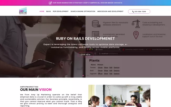 Screenshot of the Amp Up Marketing Website