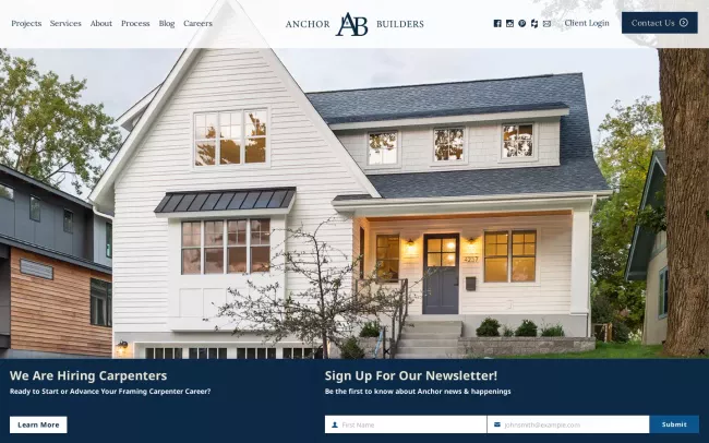 Screenshot of the Anchor Builders LLC Website