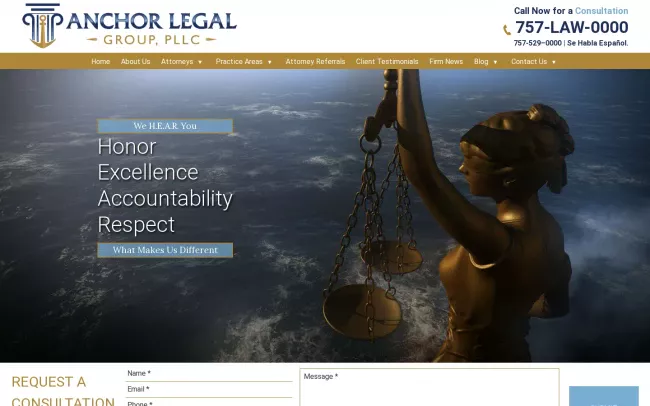 Screenshot of the Anchor Legal Group, PLLC Website