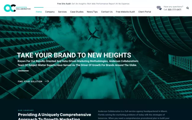 Screenshot of the Anderson Collaborative | Miami Marketing Agency Website