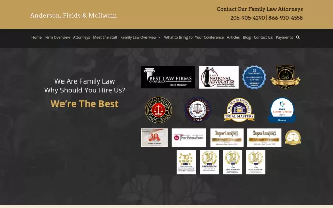 Screenshot of the Anderson, Fields & McIlwain, Inc., P.S. Website