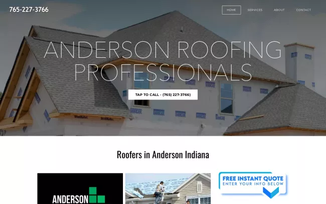 Screenshot of the Anderson Roofing Pros Website