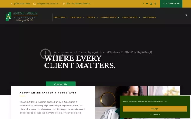 Screenshot of the Anene Farrey & Associates, LLC Website