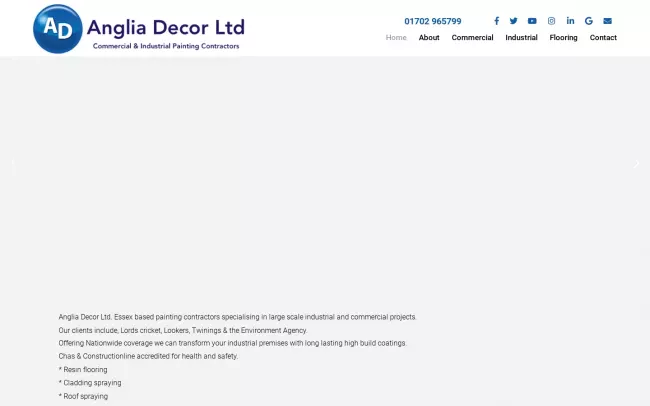 Screenshot of the Anglia Decor Ltd Website