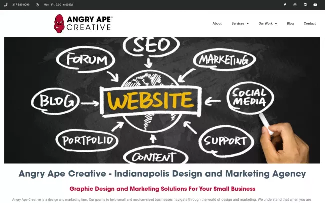 Screenshot of the Angry Ape Creative Website