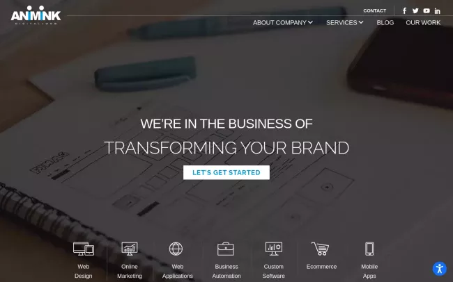 Screenshot of the Animink Website