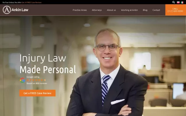 Screenshot of the Ankin Law Website
