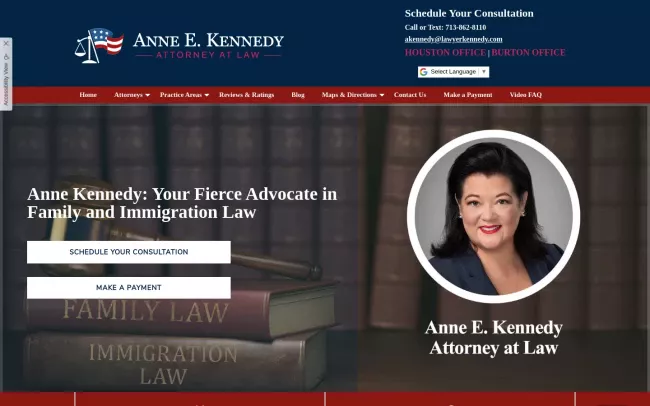Screenshot of the Anne E. Kennedy, Attorney At Law Website