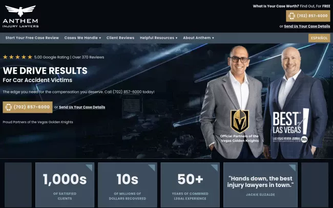 Screenshot of the Anthem Family Lawyers Website