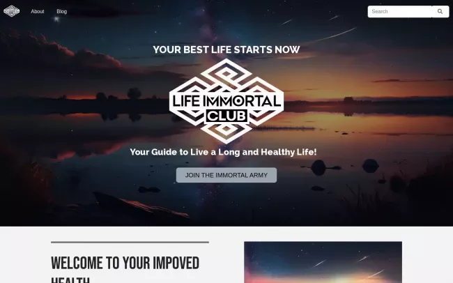 Screenshot of the Life Immortal Club Blog