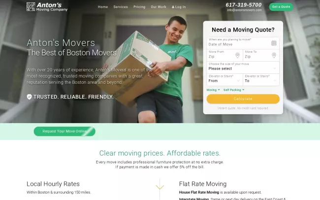 Screenshot of the Anton's Movers Blog