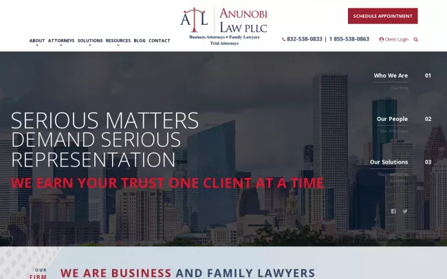 Screenshot of the AnunobiLaw PLLC Website