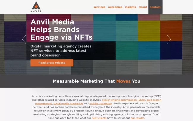 Screenshot of the Anvil Media, Inc. Website
