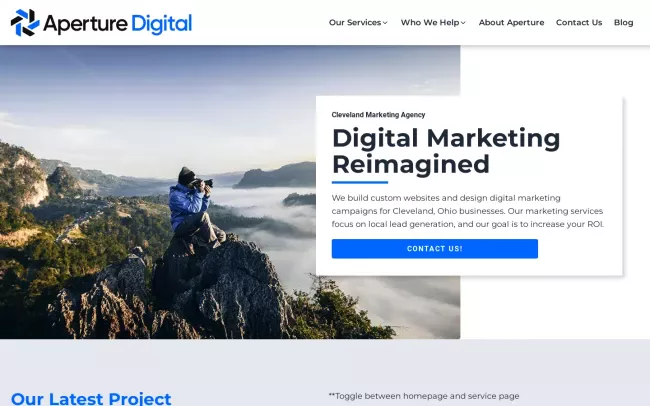 Screenshot of the Aperture Digital Marketing Website