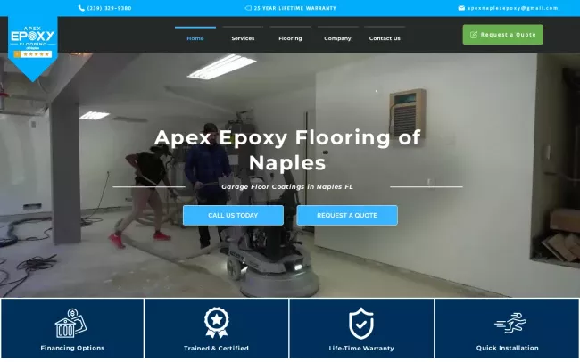 Screenshot of the Apex Epoxy Flooring of Naples Website