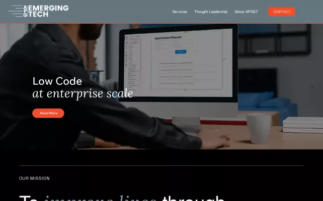 Screenshot of the APG Emerging Tech Website