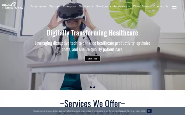 Screenshot of the App Maisters Inc Website