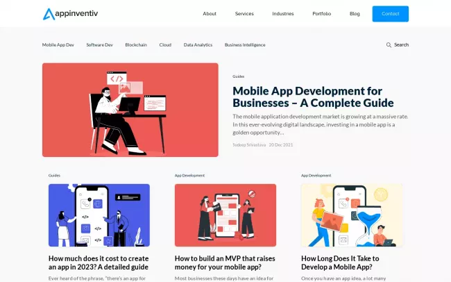 Screenshot of the Appinventiv Blog