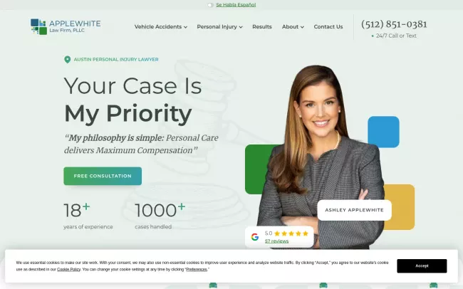 Screenshot of the Applewhite Firm PLLC Website