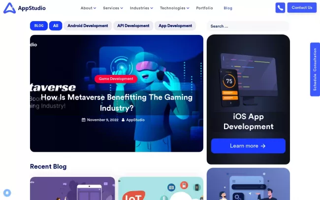 Screenshot of the AppStudio Blog