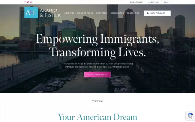 Screenshot of the Araujo & Fisher, LLC Website