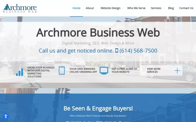Screenshot of the Archmore Business Web Website