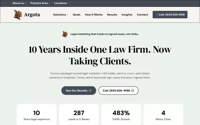 Screenshot of the Jorge Argota Marketing Website