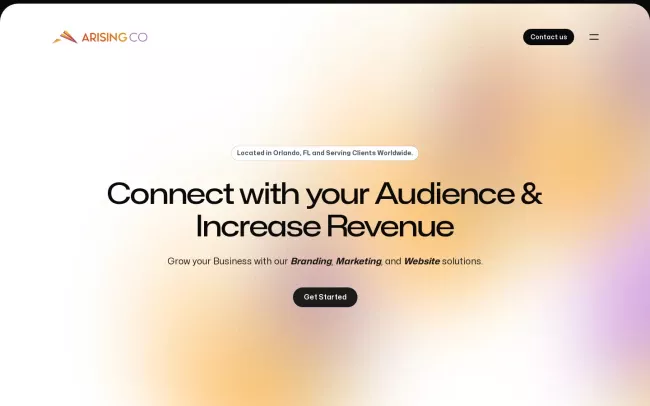 Screenshot of the Arising Co Website